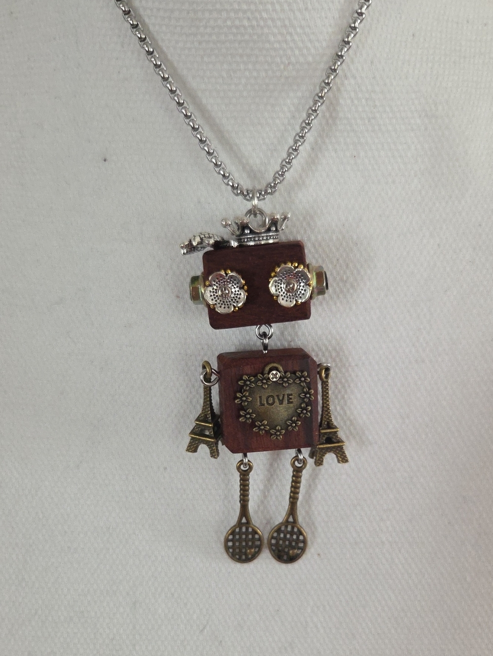 NWOT Steampunk "Love"  Robot Pendant Necklace